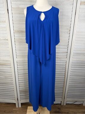 CAPSULE Women's Layered Cropped Wide Leg Sleeveless Jumpsuit Cobalt Blue-12